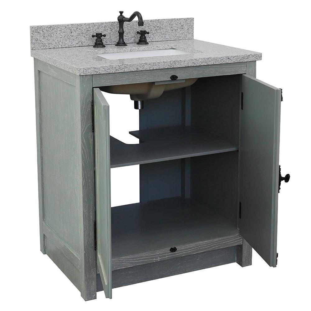 31 Single vanity in Gray Ash finish with Gray granite top and rectangle sink. Picture 6