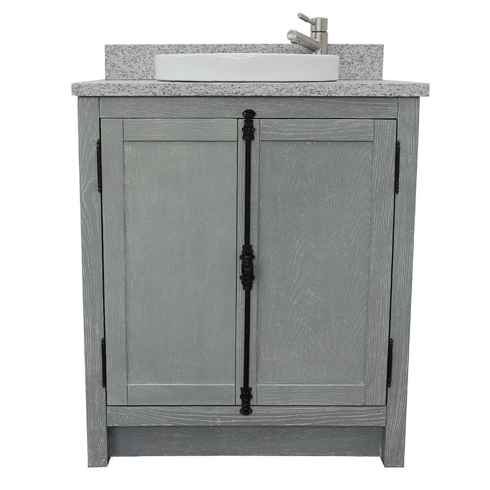 31 Single vanity in Gray Ash finish with Gray granite top and rectangle sink. Picture 14
