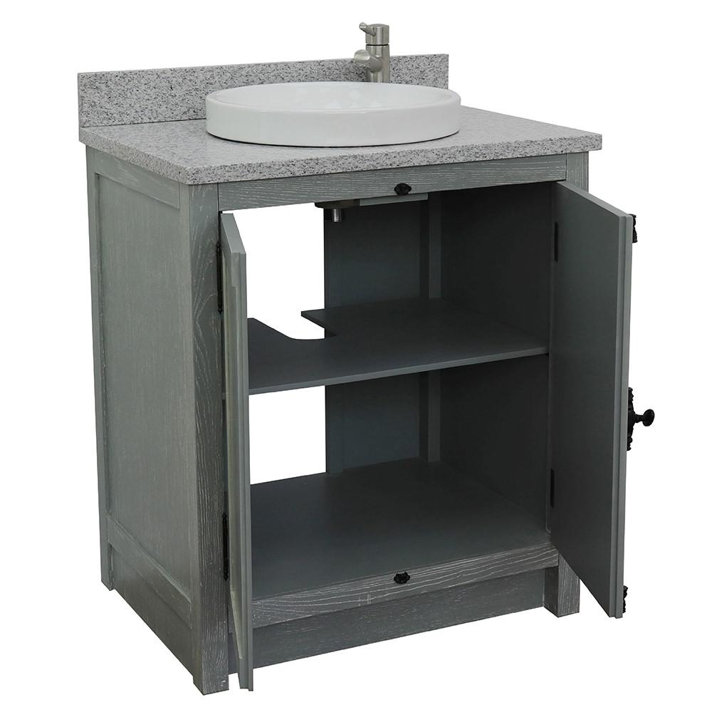 31 Single vanity in Gray Ash finish with Gray granite top and rectangle sink. Picture 16