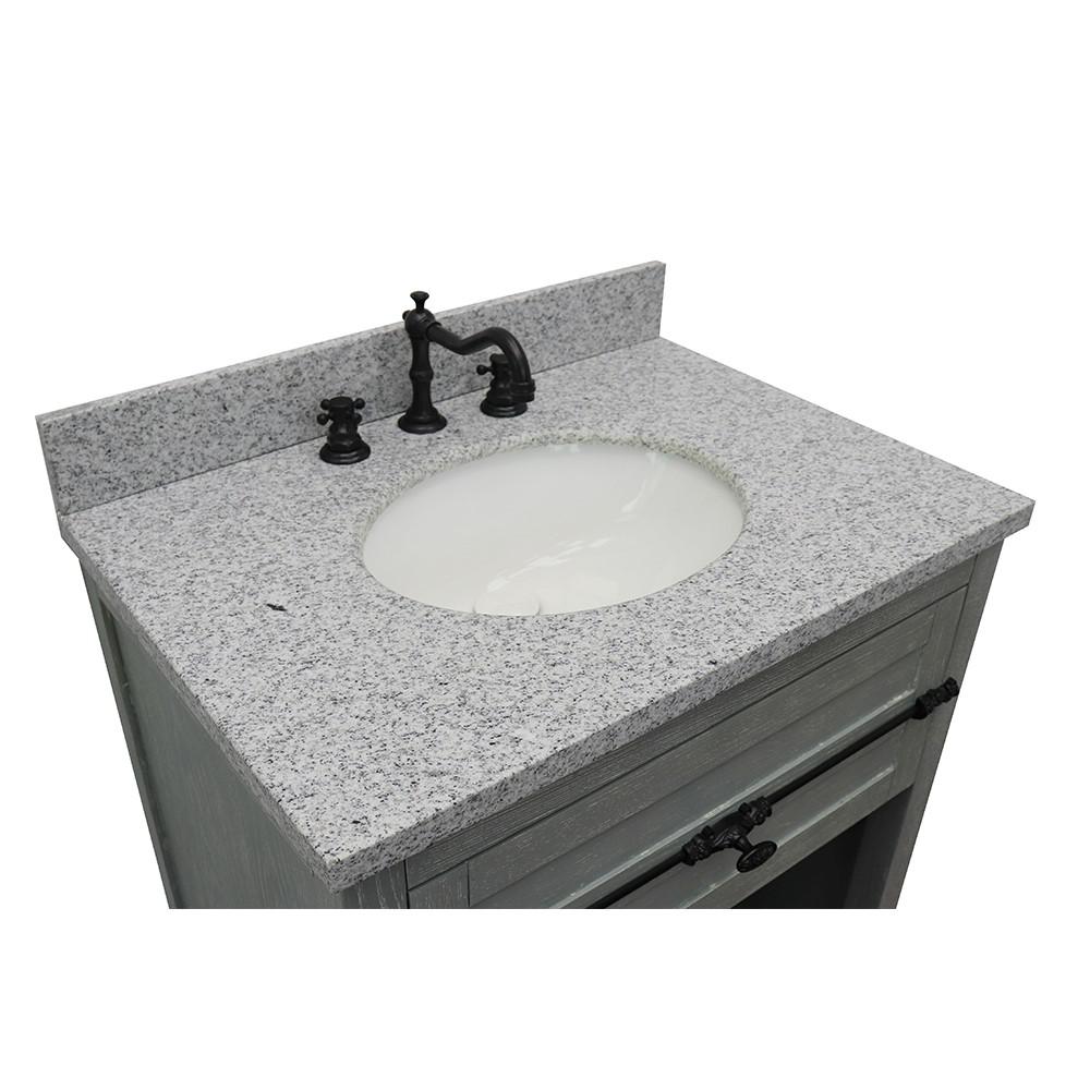 31 Single vanity in Gray Ash finish with Gray granite top and oval sink. Picture 5