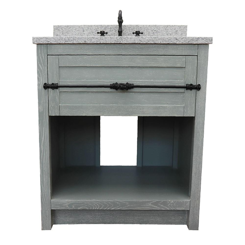 31 Single vanity in Gray Ash finish with Gray granite top and rectangle sink. Picture 4