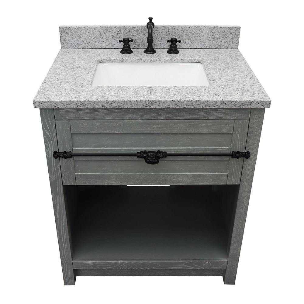 31 Single vanity in Gray Ash finish with Gray granite top and rectangle sink. Picture 8