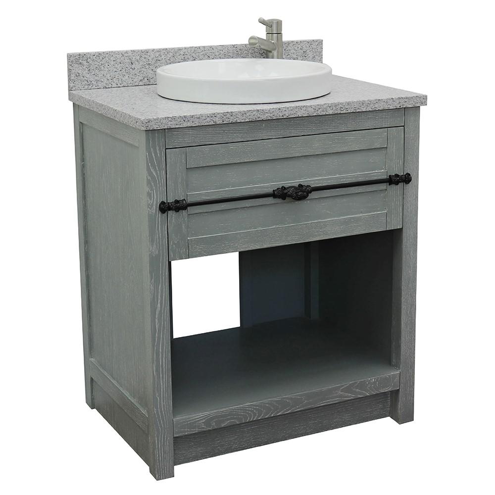 31 Single vanity in Gray Ash finish with Gray granite top and rectangle sink. Picture 12