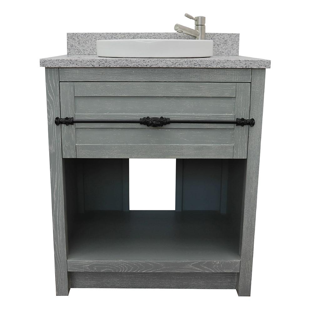 31 Single vanity in Gray Ash finish with Gray granite top and rectangle sink. Picture 13