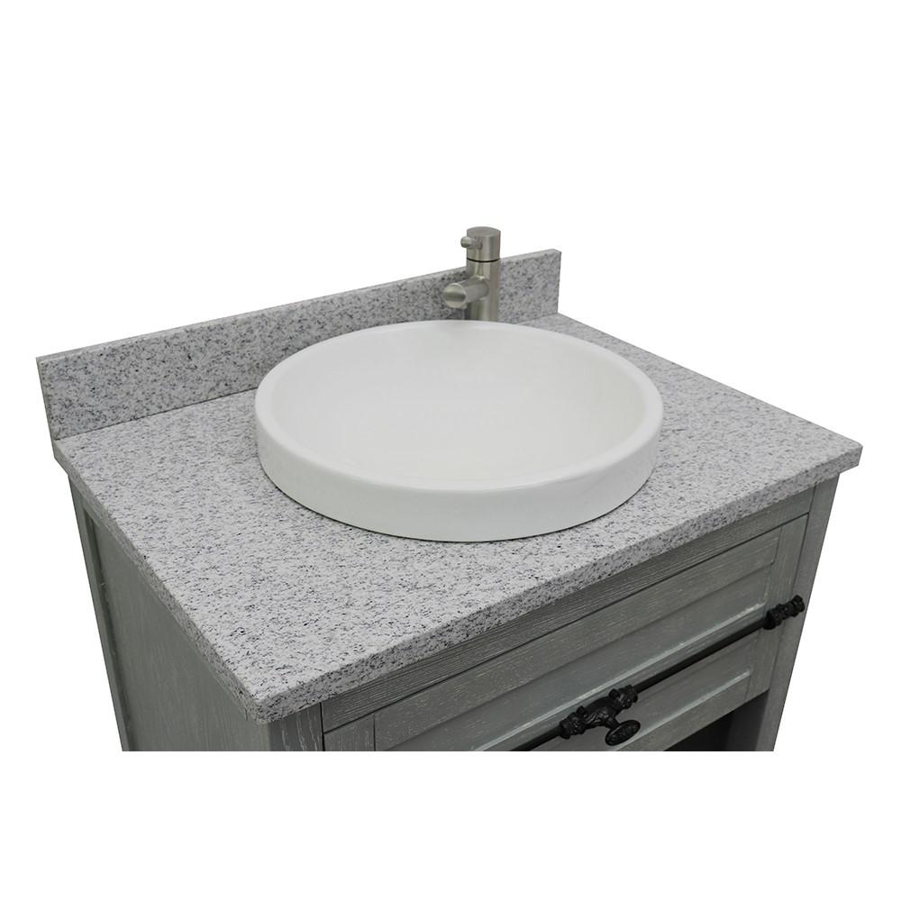 31 Single vanity in Gray Ash finish with Gray granite top and rectangle sink. Picture 14