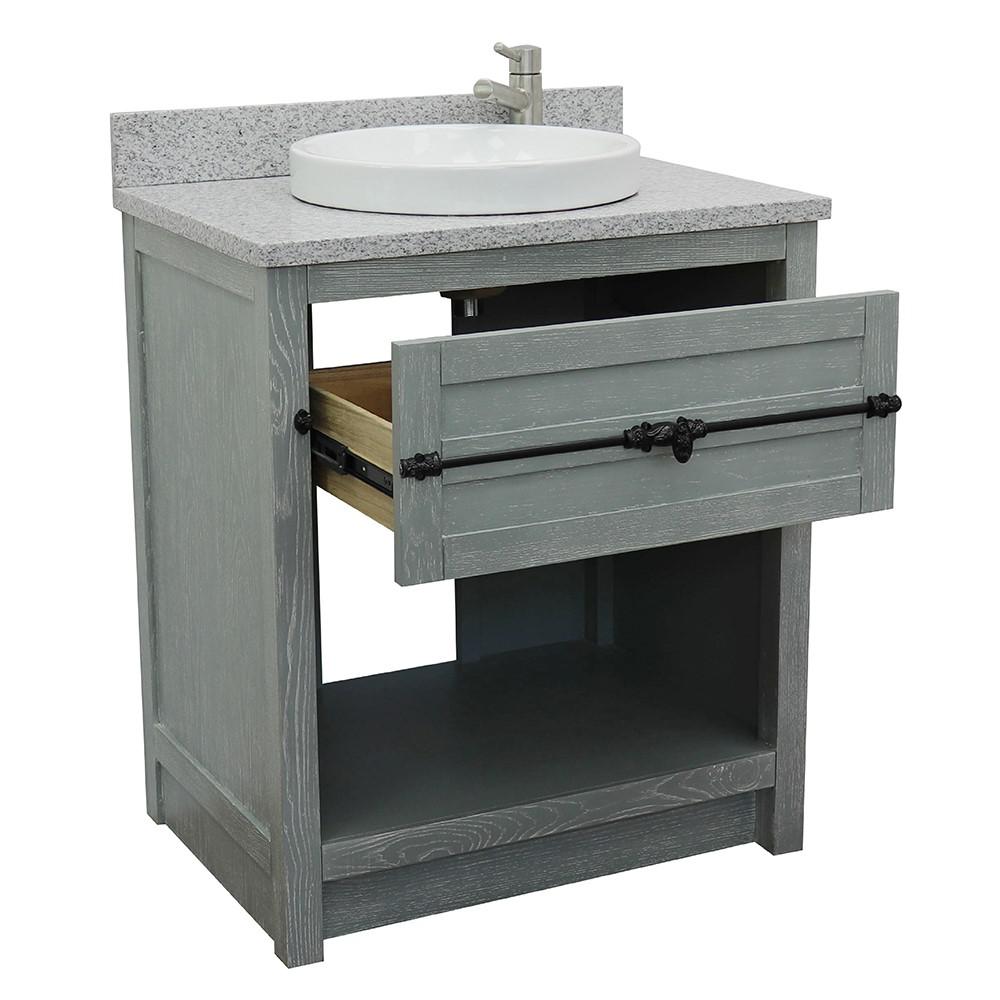 31 Single vanity in Gray Ash finish with Gray granite top and rectangle sink. Picture 15