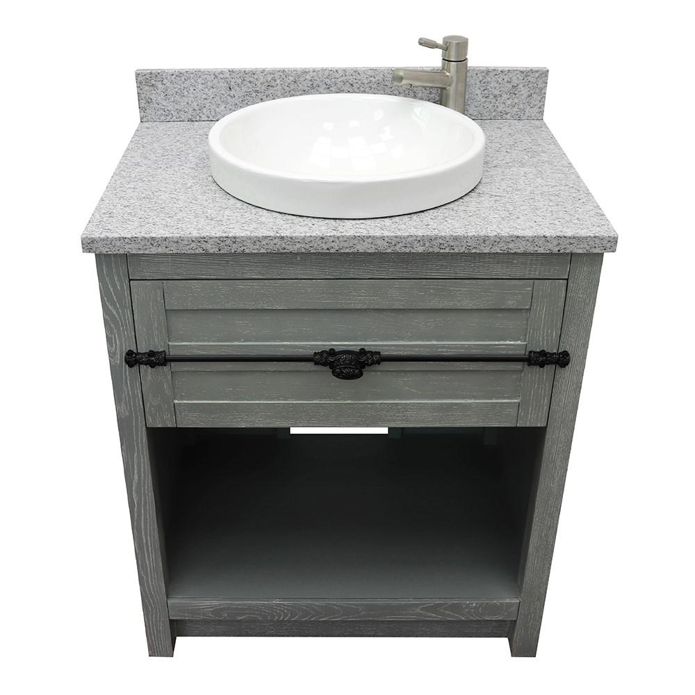 31 Single vanity in Gray Ash finish with Gray granite top and rectangle sink. Picture 17