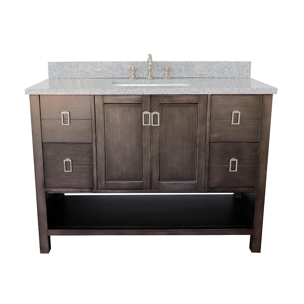 Single vanity in Silvery Brown with Gray granite top and rectangle sink. Picture 5