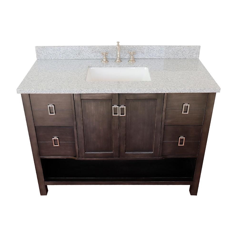 Single vanity in Silvery Brown with Gray granite top and rectangle sink. Picture 9