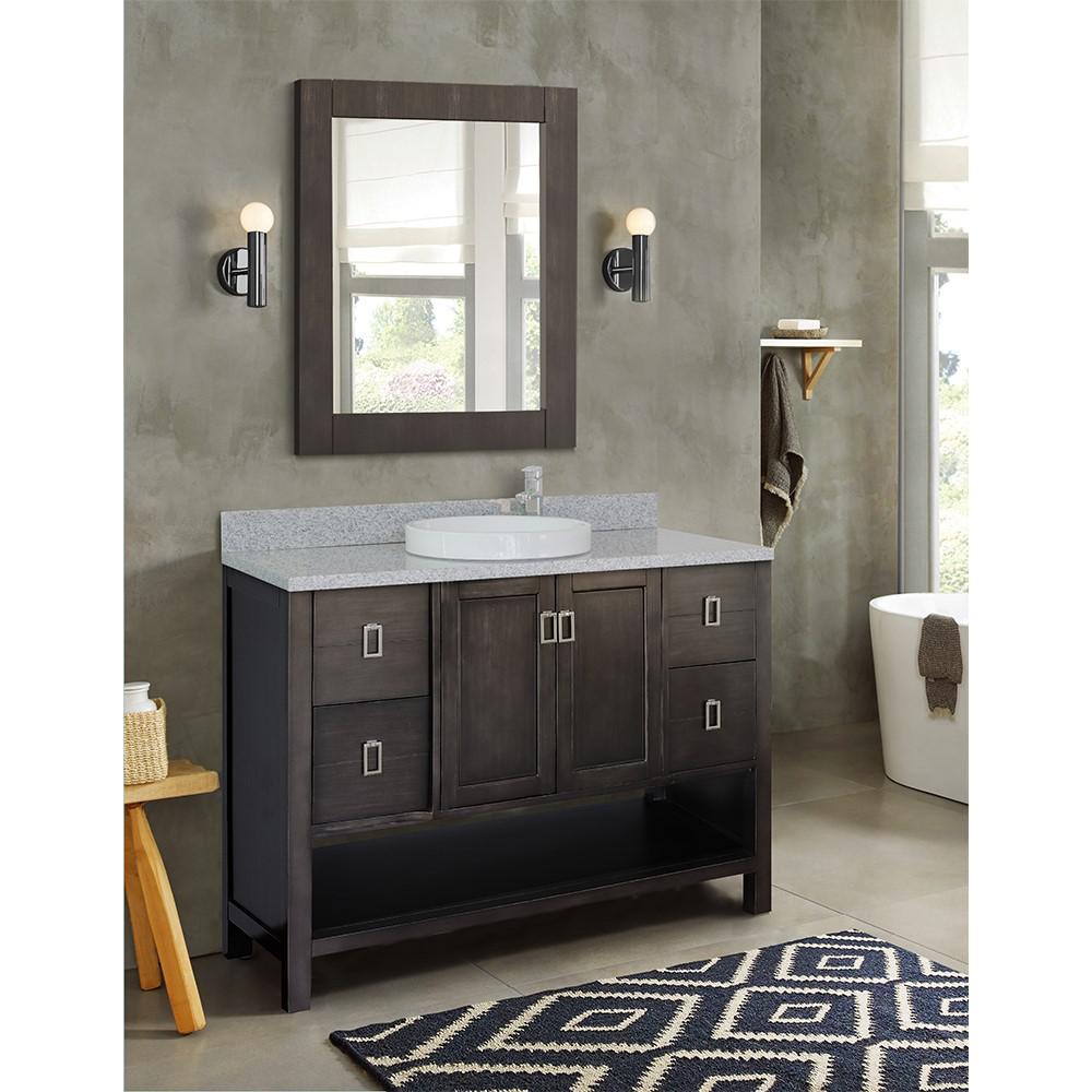 Single vanity in Silvery Brown with Gray granite top and rectangle sink. Picture 13