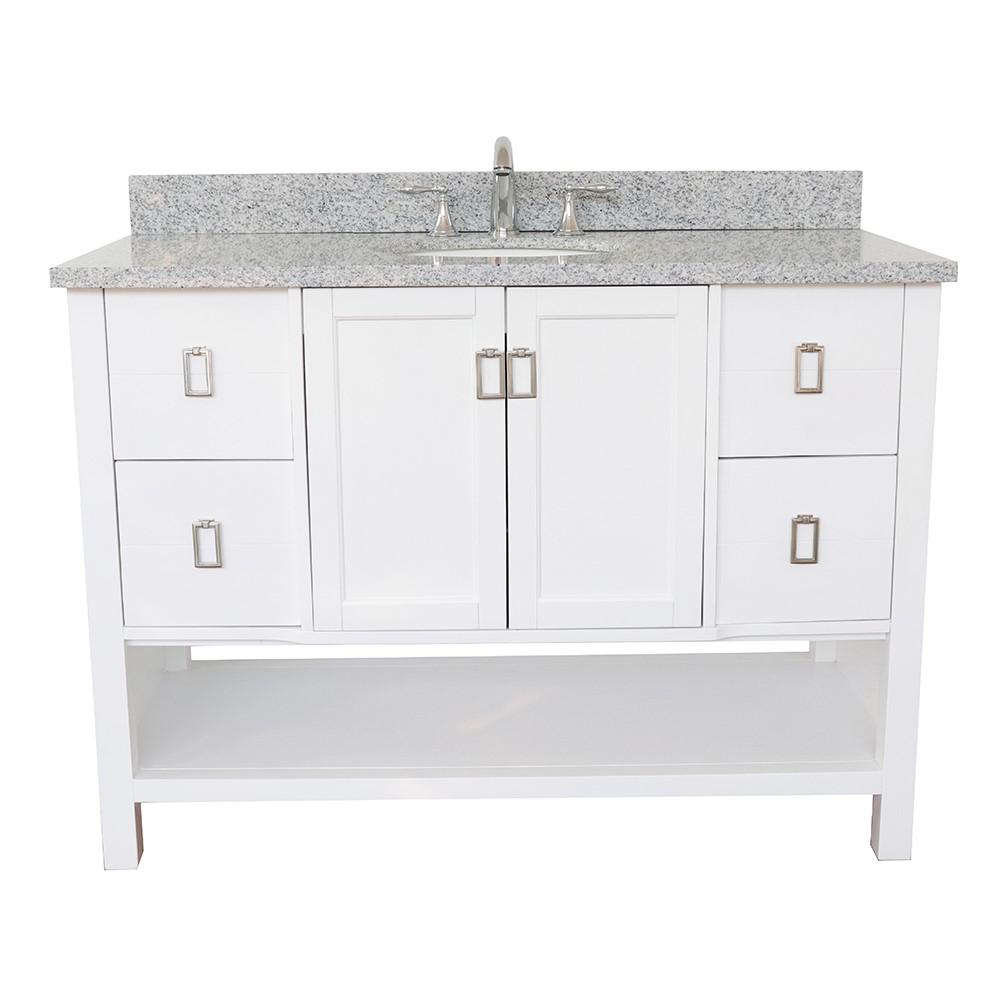 49 Single vanity in White finish with Gray granite top and oval sink. Picture 5