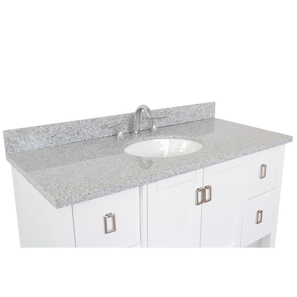 49 Single vanity in White finish with Gray granite top and oval sink. Picture 6
