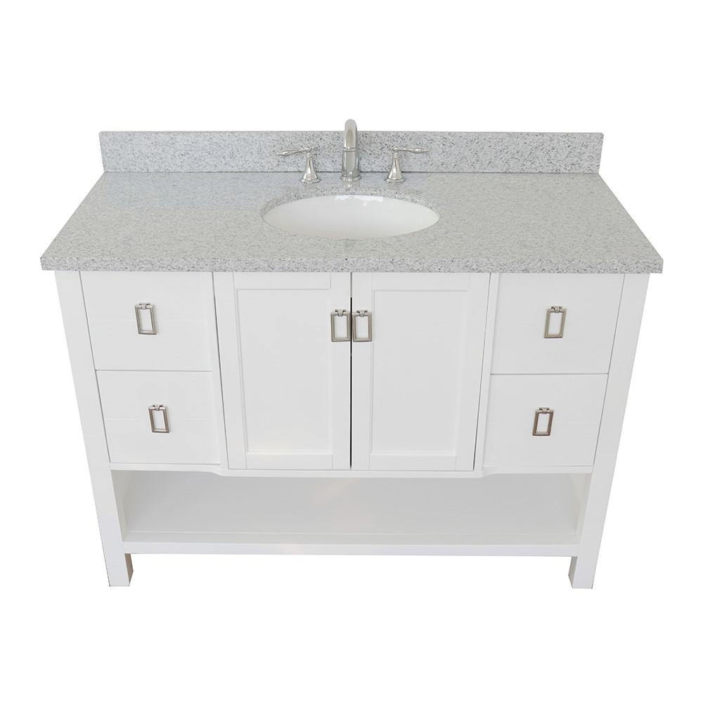 49 Single vanity in White finish with Gray granite top and oval sink. Picture 9