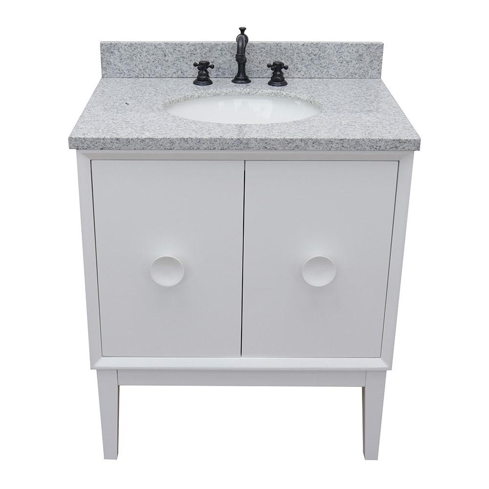 31 Single vanity in White finish with Gray granite top and oval sink. Picture 7