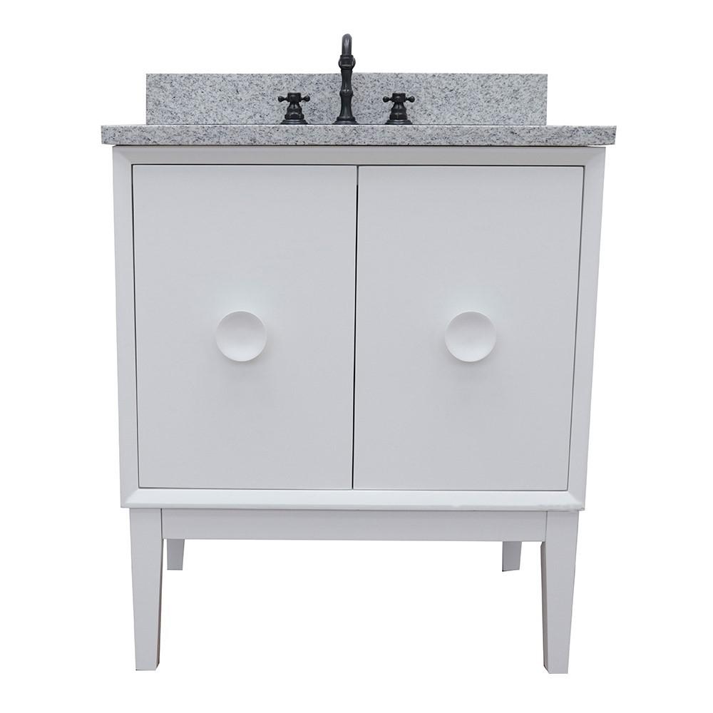 31 Single vanity in White finish with Gray granite top and rectangle sink. Picture 4