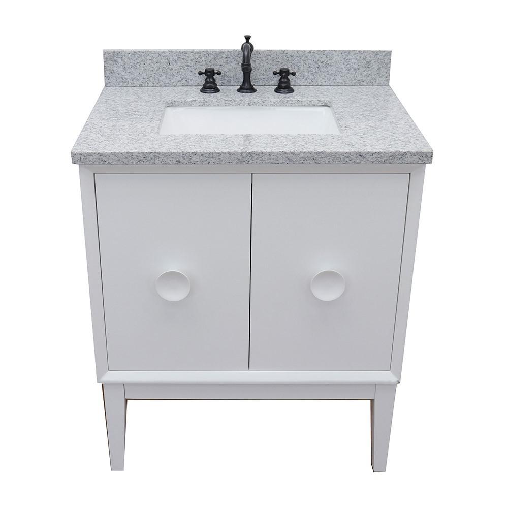 31 Single vanity in White finish with Gray granite top and rectangle sink. Picture 8