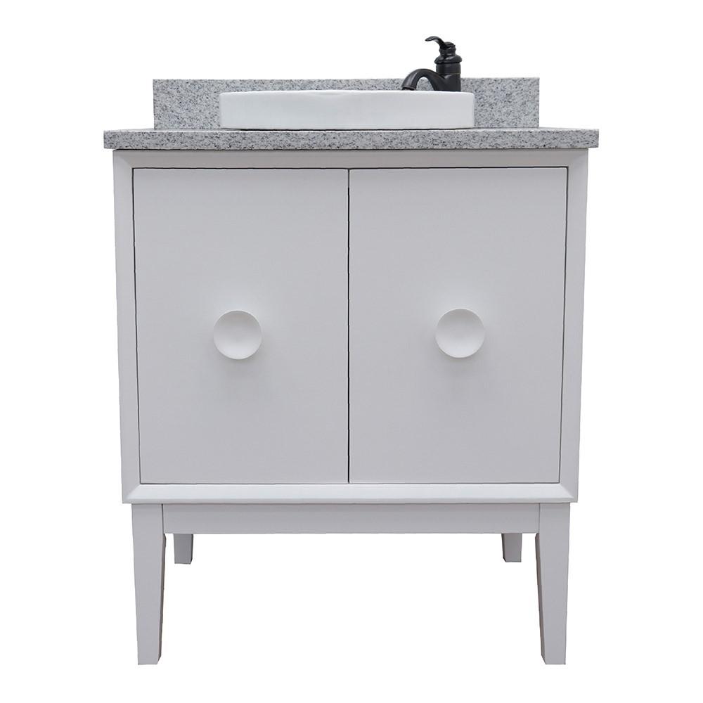 31 Single vanity in White finish with Gray granite top and rectangle sink. Picture 13