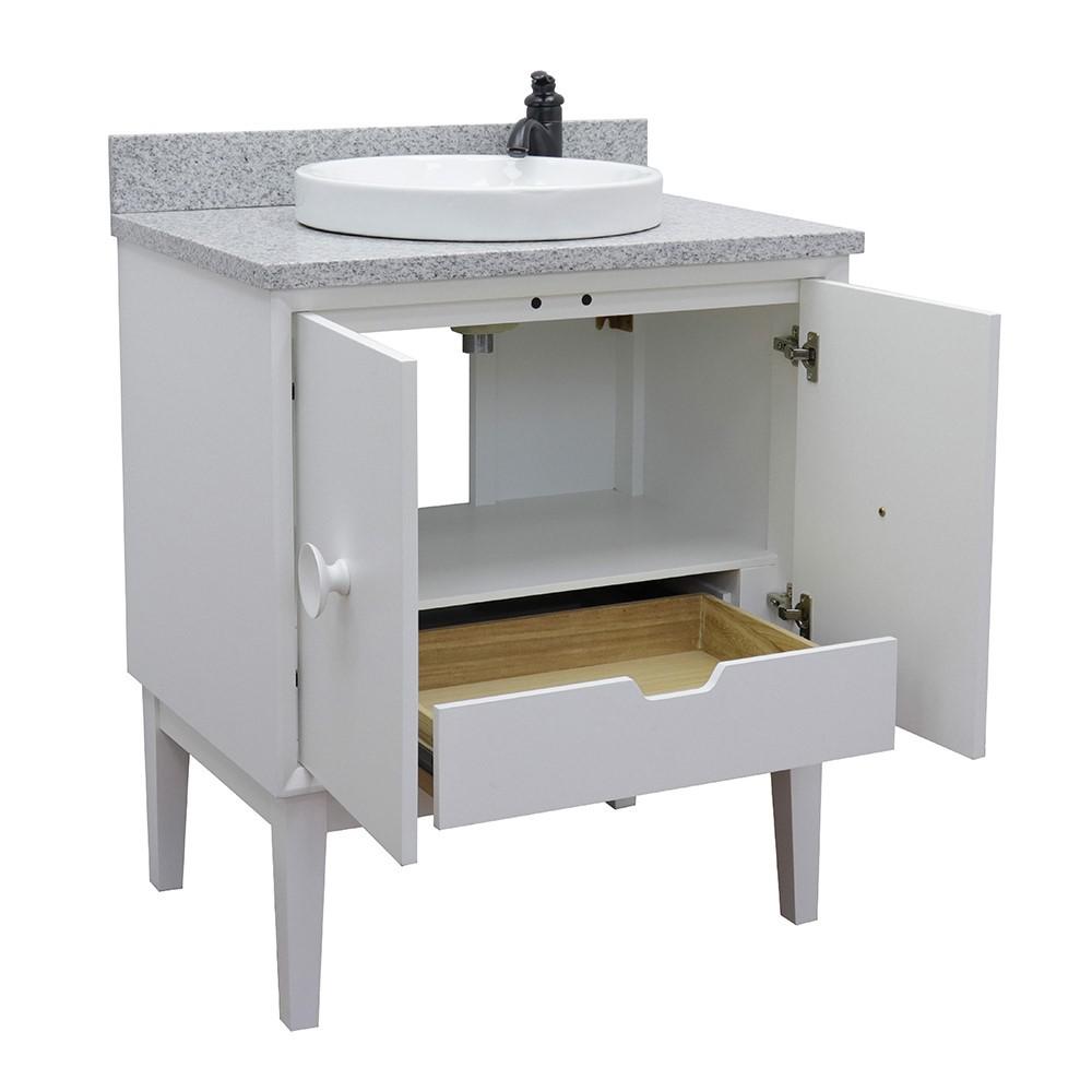 31 Single vanity in White finish with Gray granite top and rectangle sink. Picture 15
