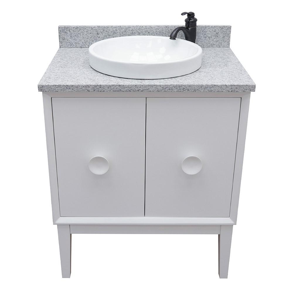 31 Single vanity in White finish with Gray granite top and rectangle sink. Picture 17