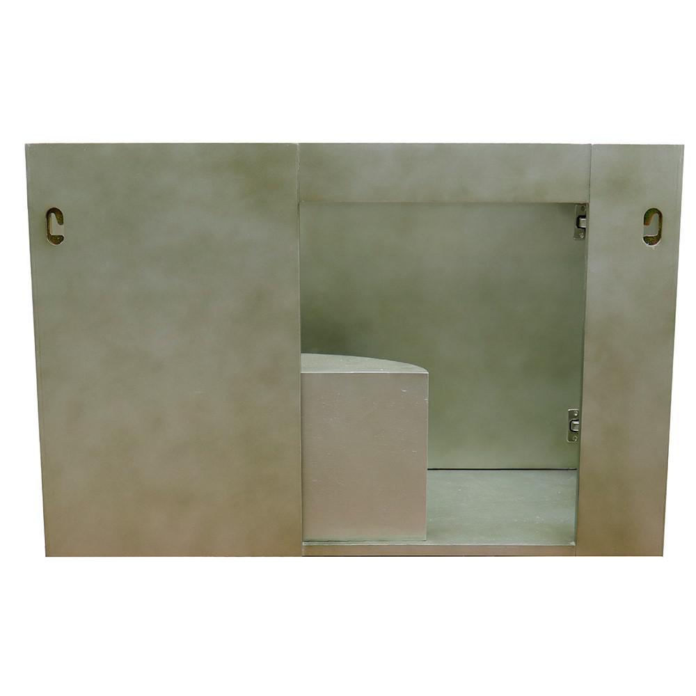 Single wall mount vanity in Linen Brown with Black Galaxy top and rectangle sink. Picture 10