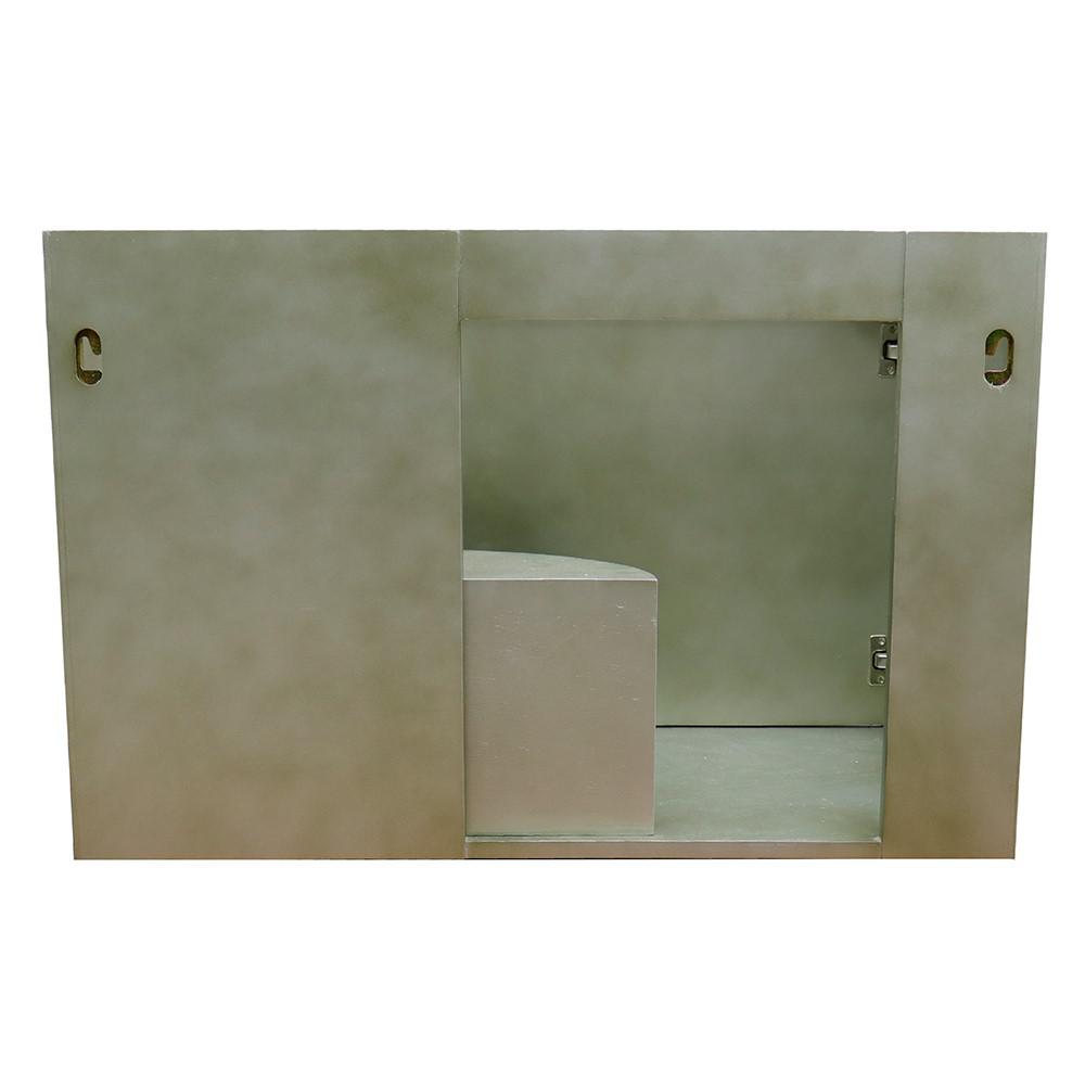 Single wall mount vanity in Linen Brown with White Carrara top and oval sink. Picture 9