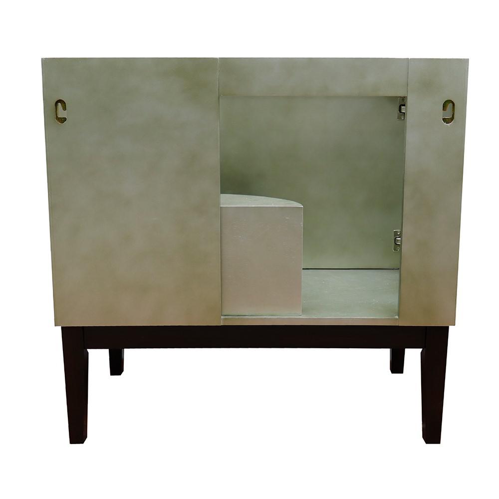 37 Single vanity in Linen Brown finish with Black Galaxy top and rectangle sink. Picture 10