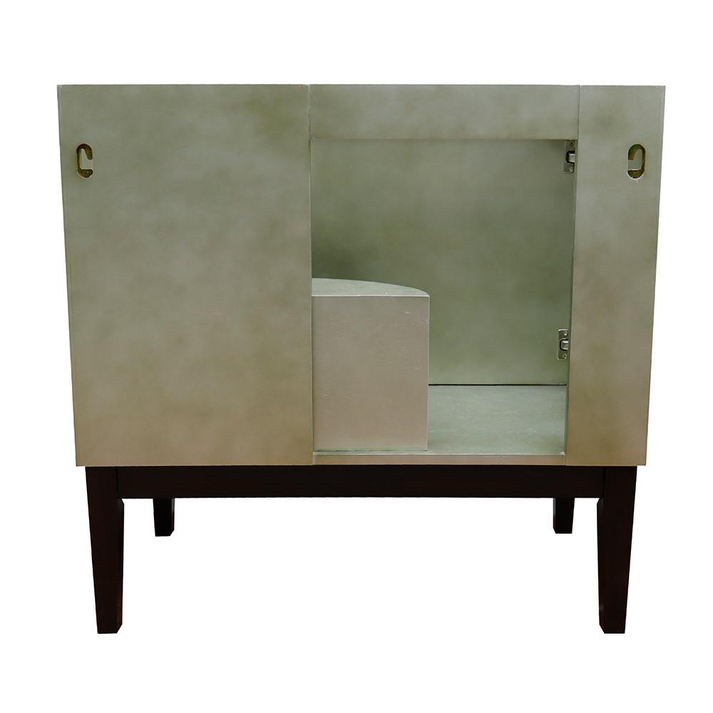 37 Single vanity in Linen Brown finish with Black Galaxy top and rectangle sink. Picture 22