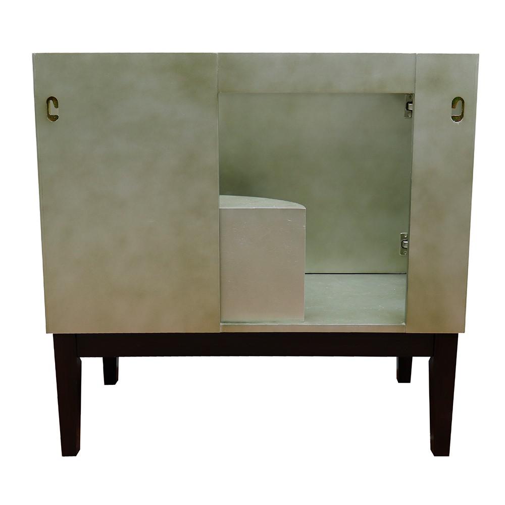 37 Single vanity in Linen Brown finish with White Quartz top and oval sink. Picture 9
