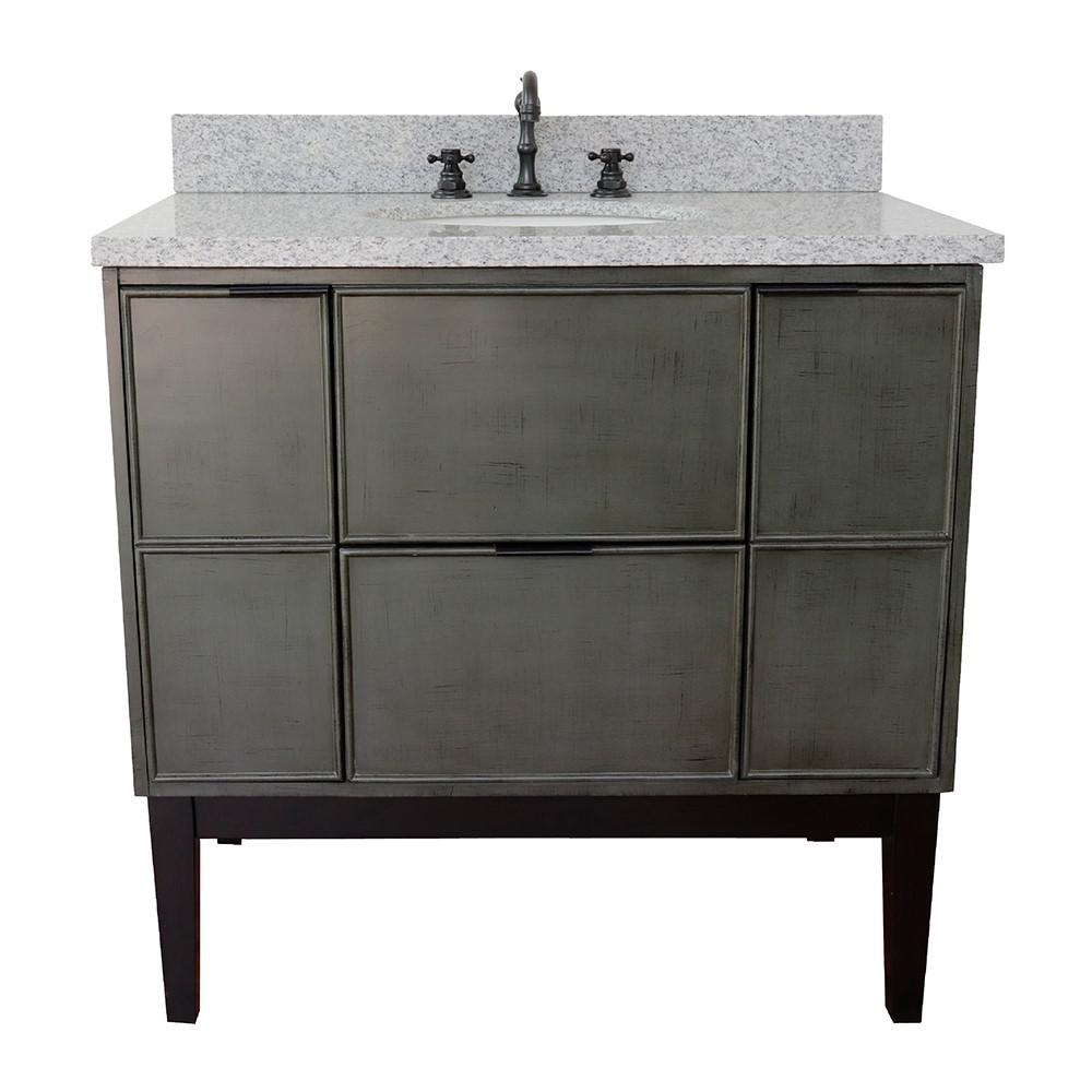 37 Single vanity in Linen Gray finish with Gray granite top and oval sink. Picture 8
