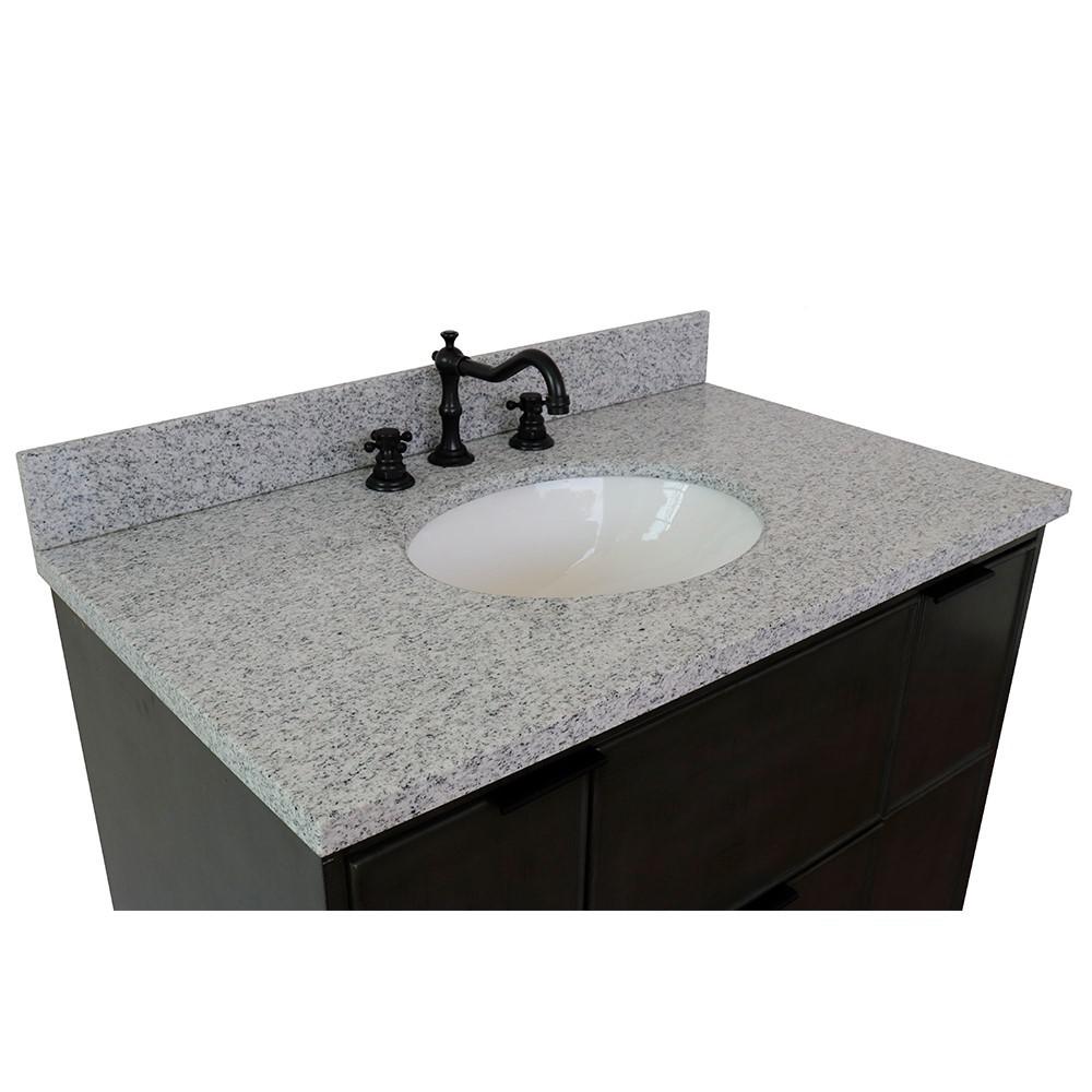 37 Single vanity in Linen Gray finish with Gray granite top and oval sink. Picture 9