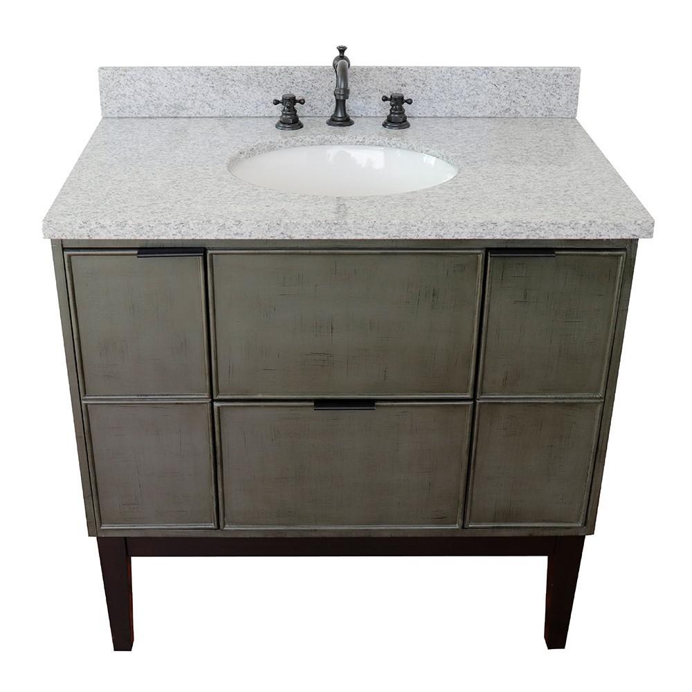 37 Single vanity in Linen Gray finish with Gray granite top and oval sink. Picture 12