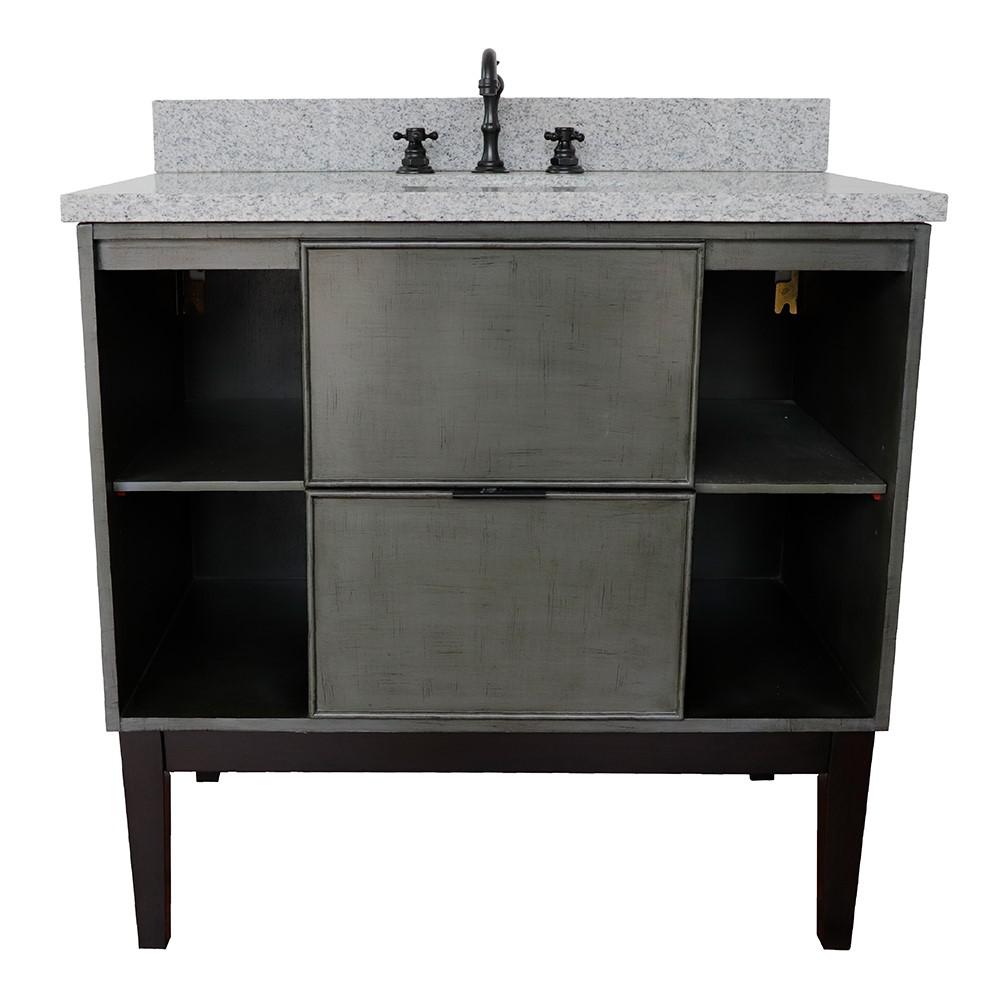 37 Single vanity in Linen Gray finish with Gray granite top and oval sink. Picture 5