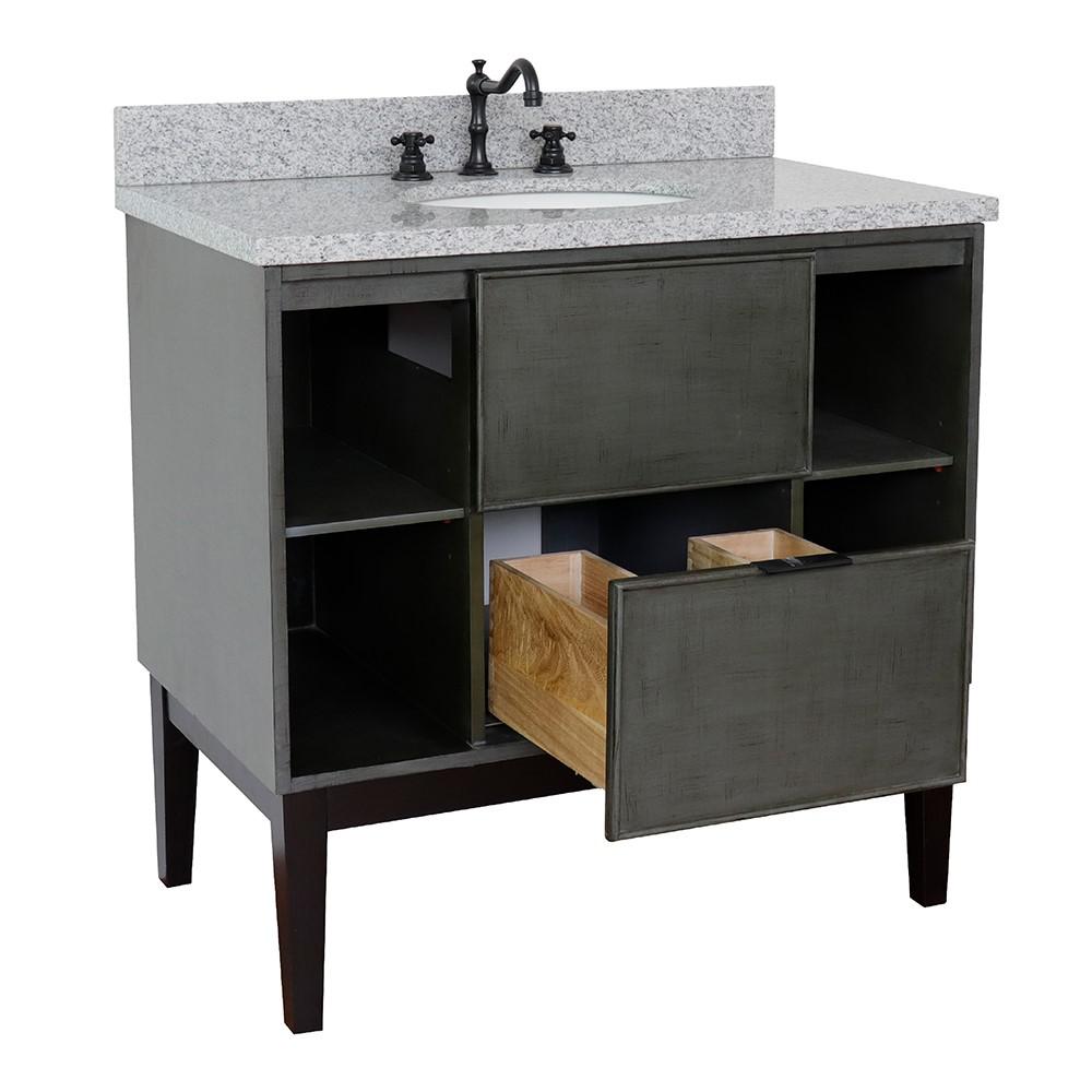 37 Single vanity in Linen Gray finish with Gray granite top and oval sink. Picture 7