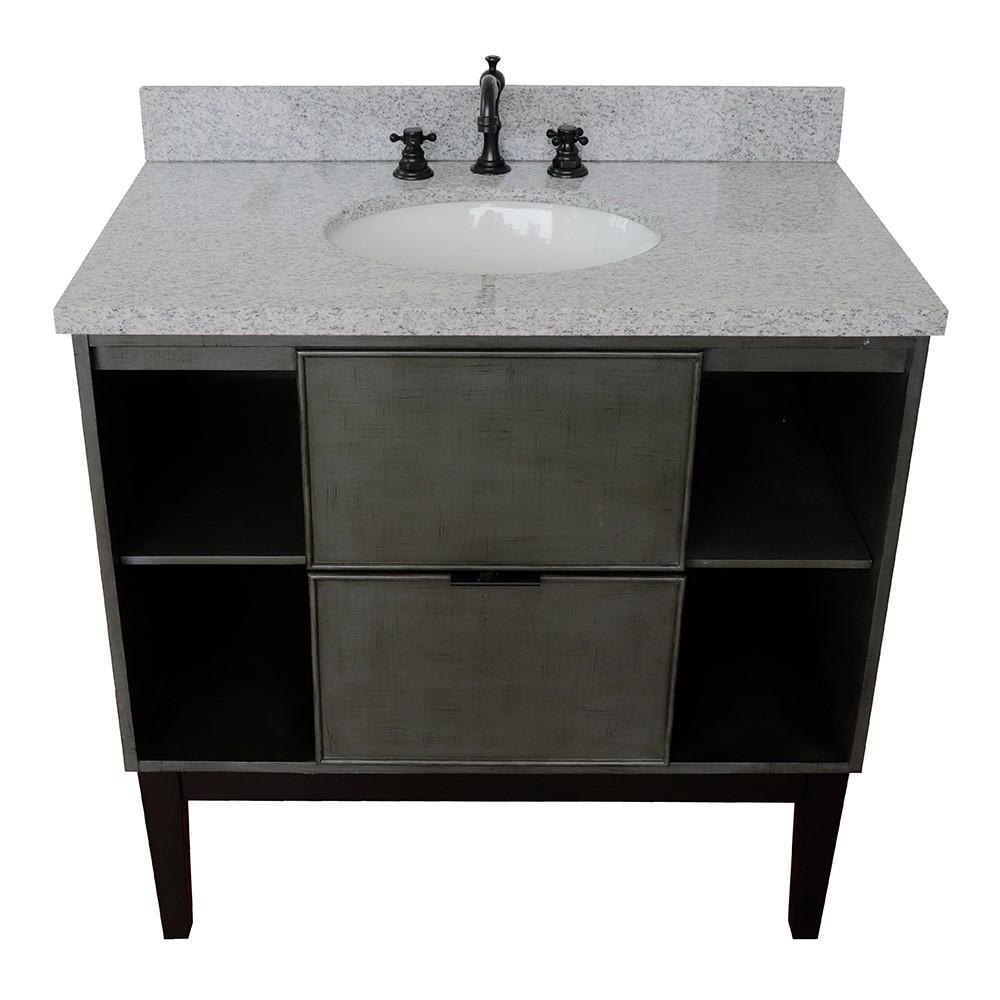 37 Single vanity in Linen Gray finish with Gray granite top and oval sink. Picture 9