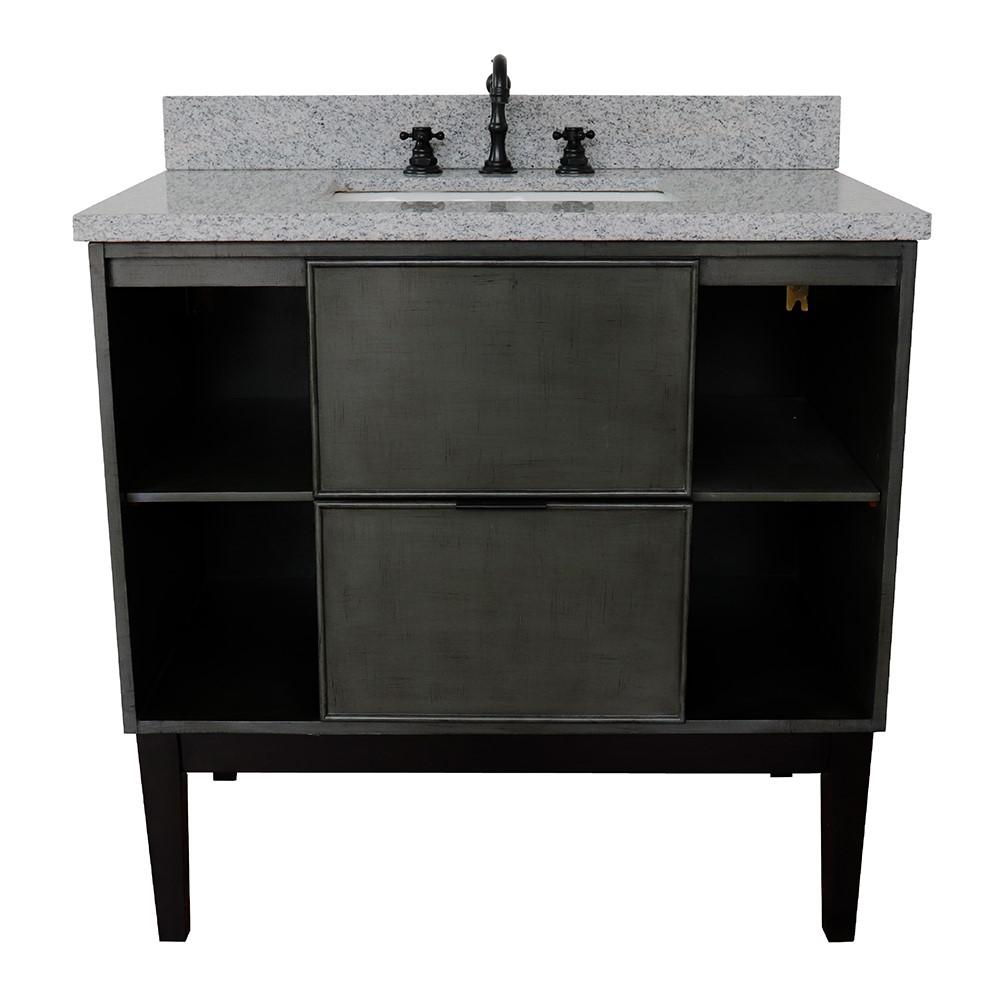 37 Single vanity in Linen Gray finish with Gray granite top and rectangle sink. Picture 6