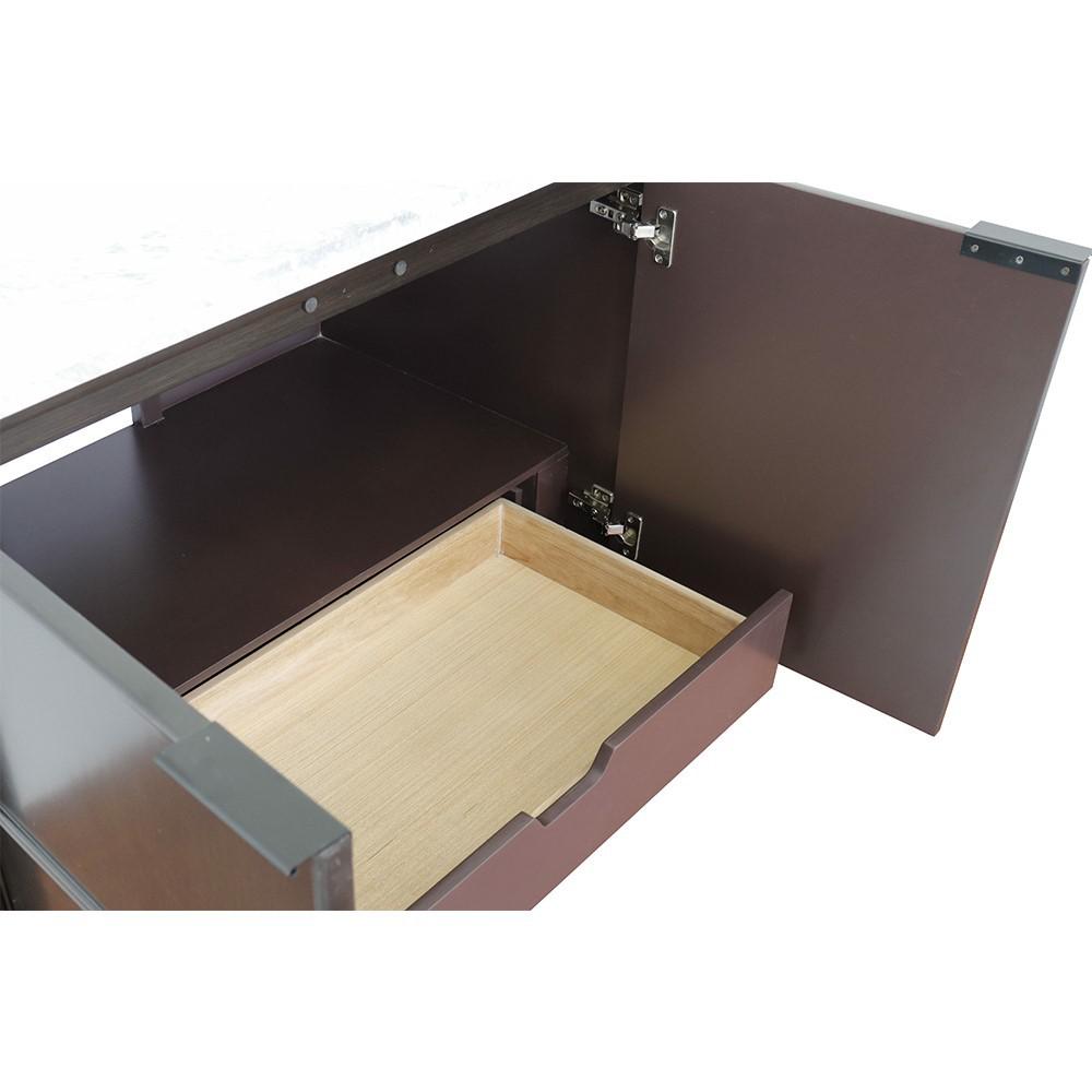 Single wall mount vanity in Cappuccino with Black Galaxy top and rectangle sink. Picture 10