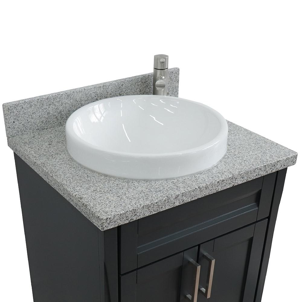 25 Single sink vanity in Dark Gray finish with Gray granite and round sink. Picture 5