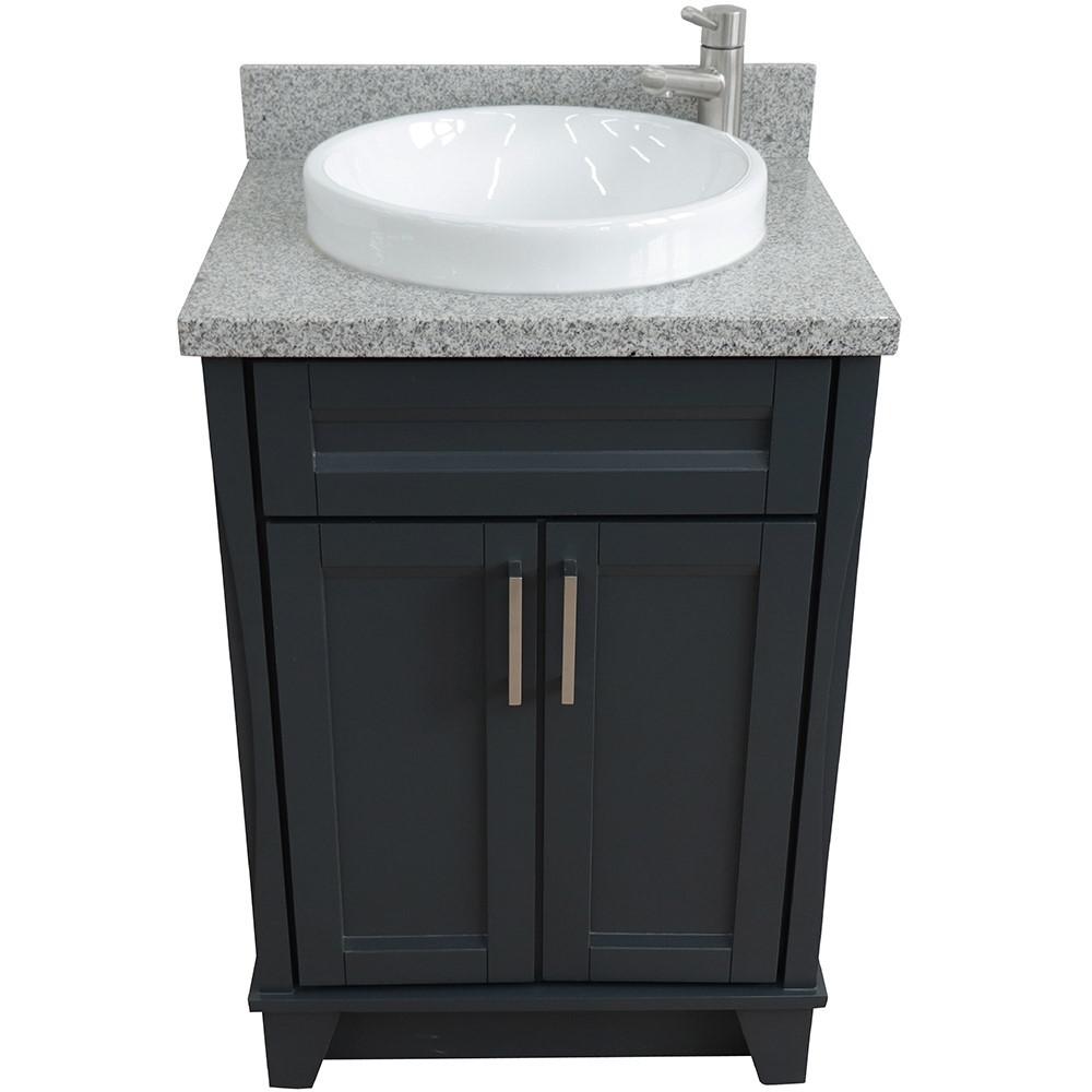 25 Single sink vanity in Dark Gray finish with Gray granite and round sink. Picture 7