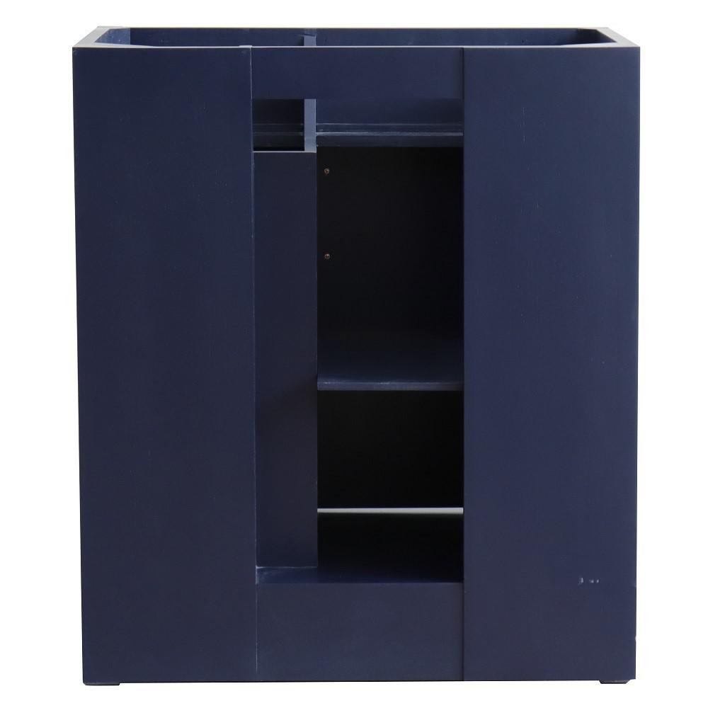31 Single sink vanity in Blue finish with Black galaxy granite with round sink. Picture 11
