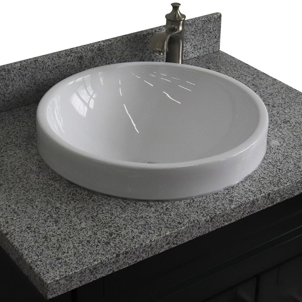 31 Single sink vanity in Dark Gray finish with Gray granite with round sink. Picture 10