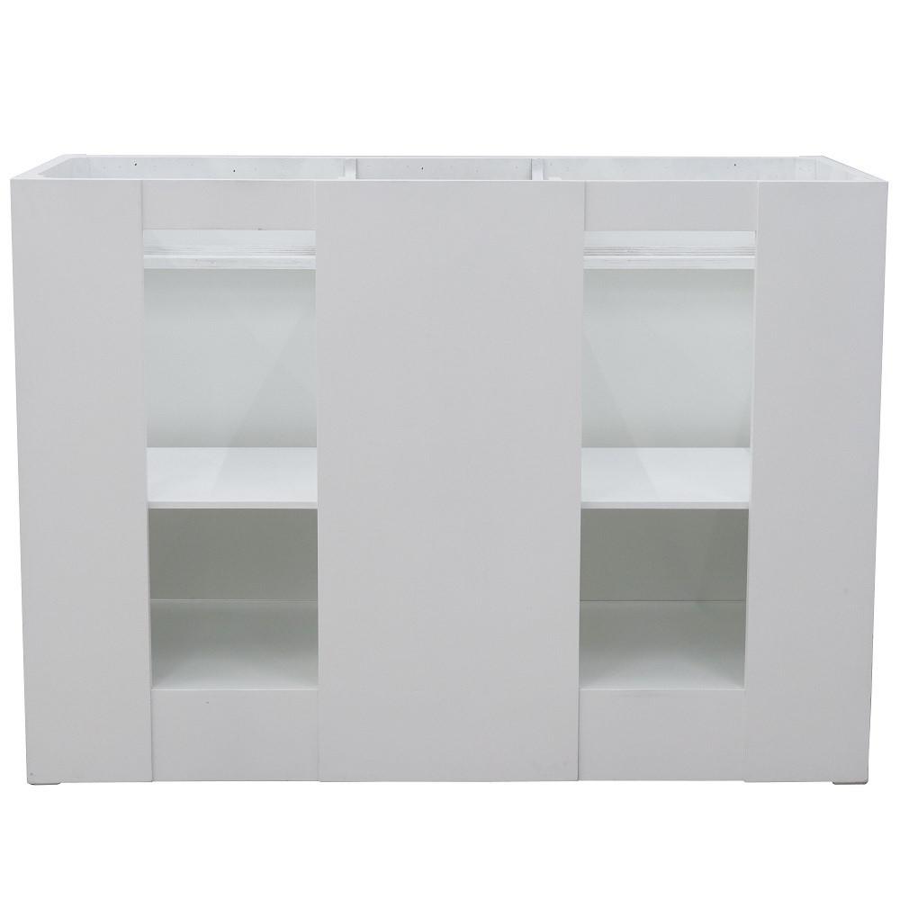 49 Double sink vanity in White finish with White quartz and round sink. Picture 8