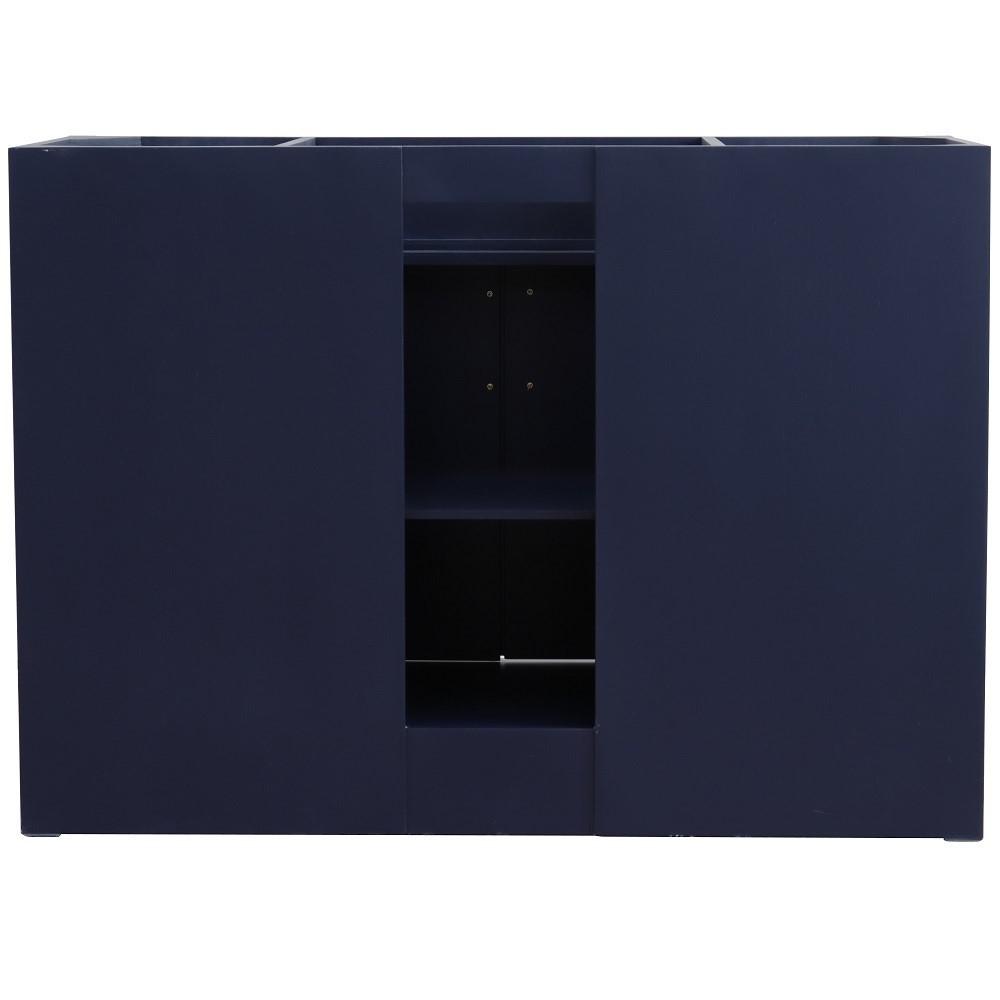 49 Single sink vanity in Blue finish with Gray granite and round sink. Picture 9