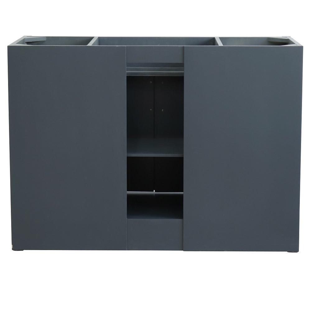 Single sink vanity in Dark Gray with Black galaxy granite and round sink. Picture 10