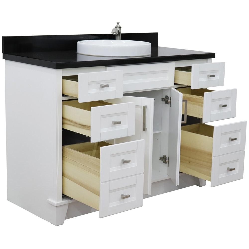 49 Single sink vanity in White finish with Black galaxy granite and round sink. Picture 8