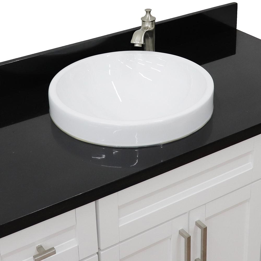 49 Single sink vanity in White finish with Black galaxy granite and round sink. Picture 10