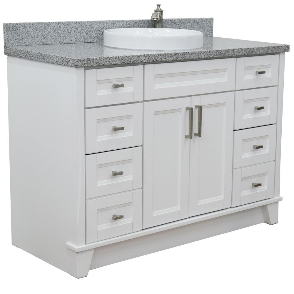 49 Single sink vanity in White finish with Gray granite and round sink. Picture 7