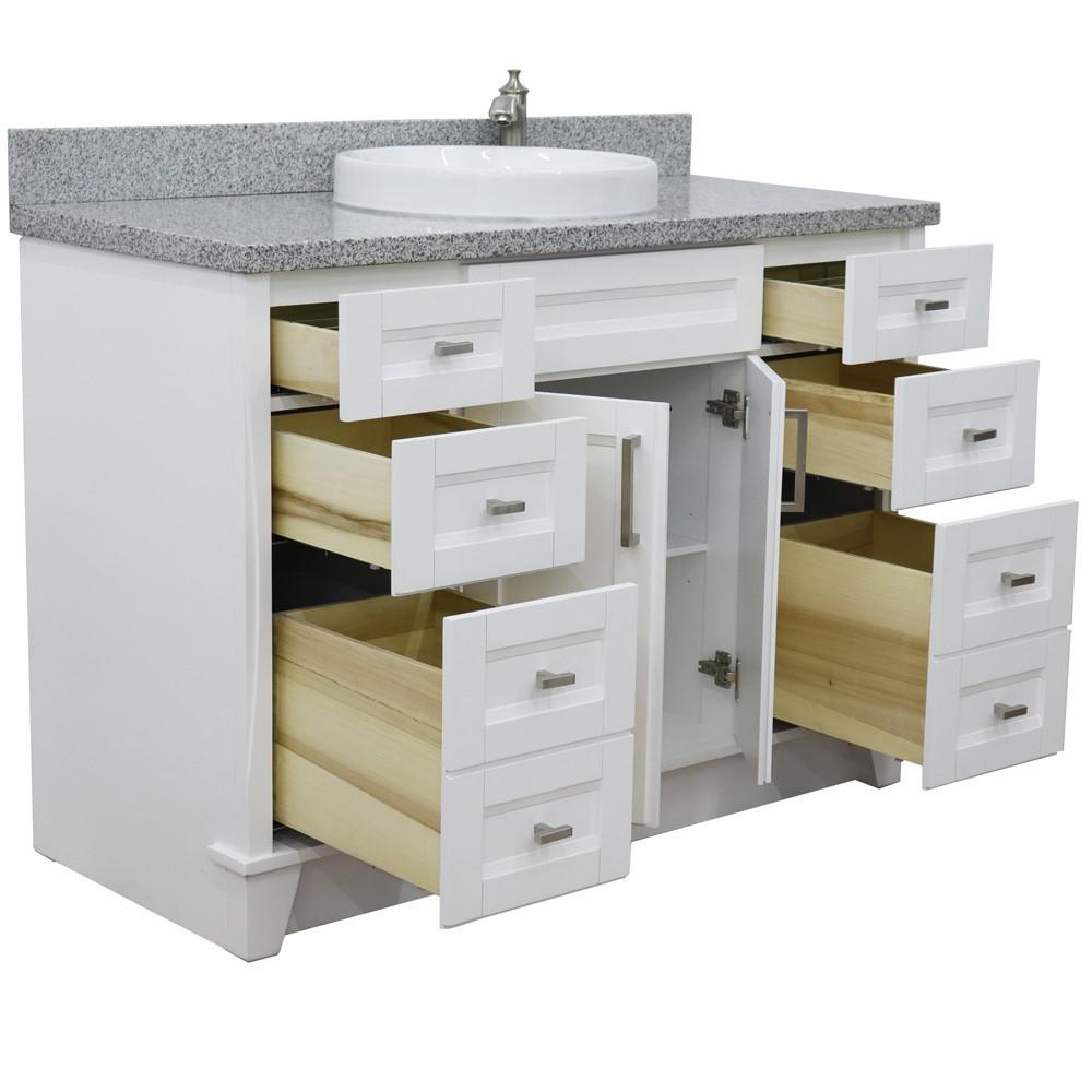 49 Single sink vanity in White finish with Gray granite and round sink. Picture 8