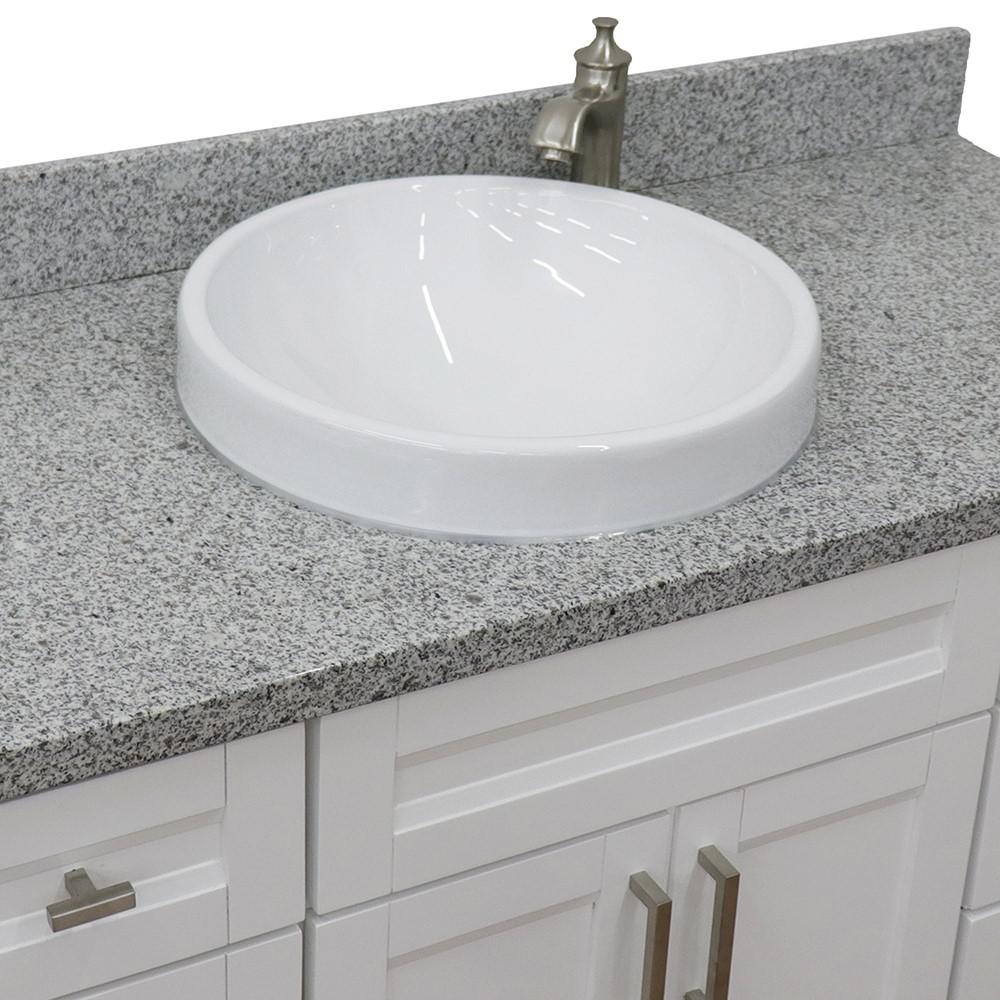 49 Single sink vanity in White finish with Gray granite and round sink. Picture 10