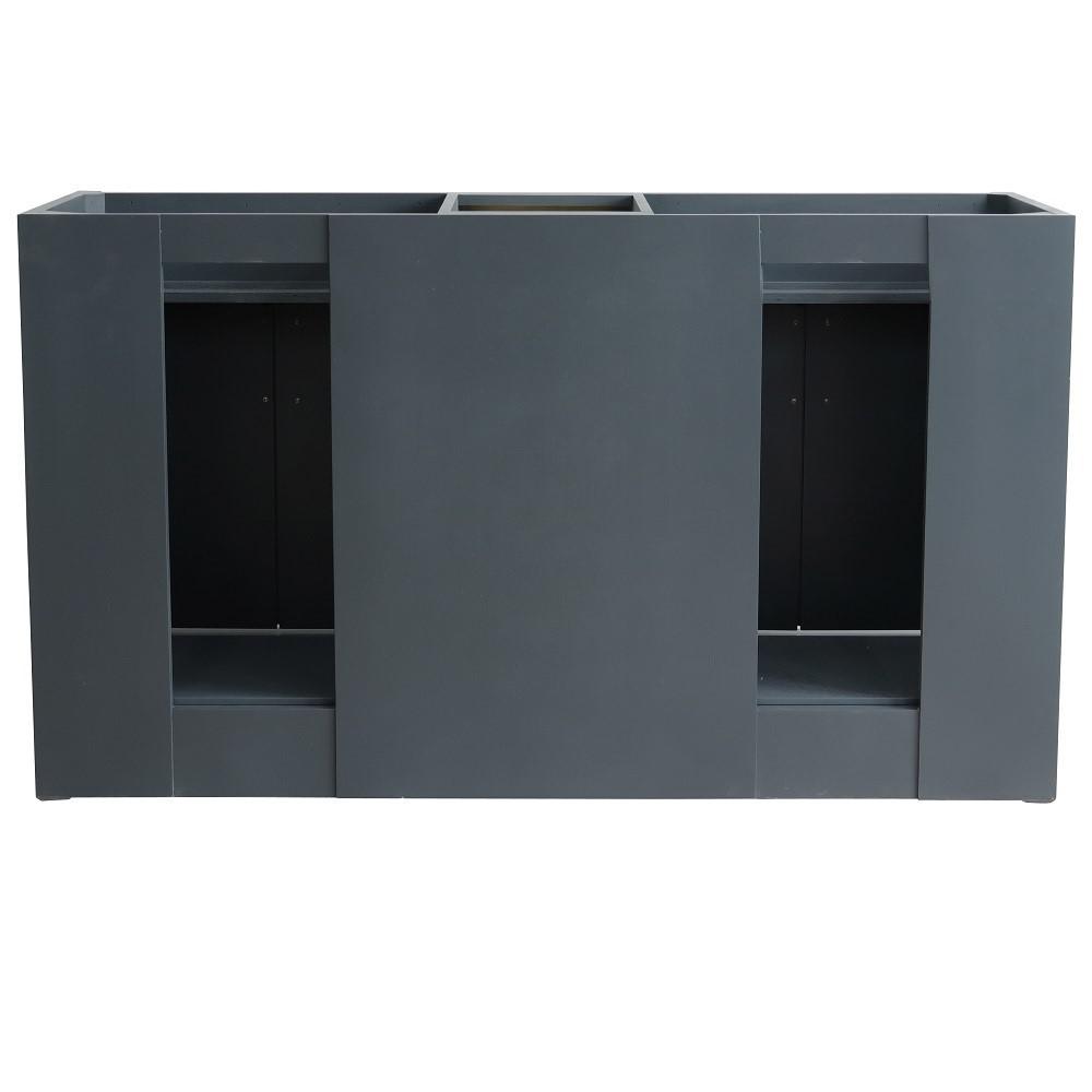 Double sink vanity in Dark Gray and Black galaxy granite and round sink. Picture 11