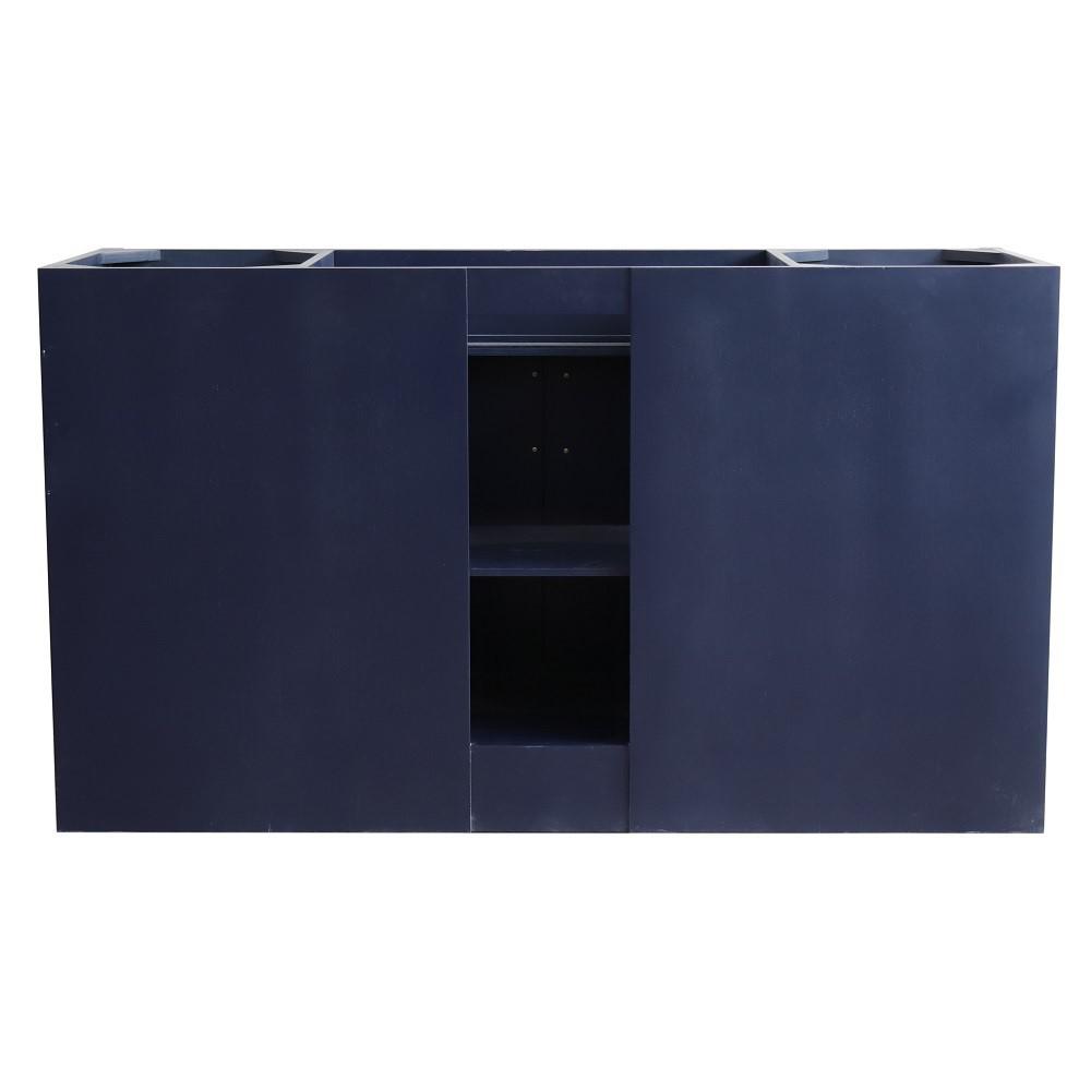 61 Single sink vanity in Blue finish and Black galaxy granite and round sink. Picture 9